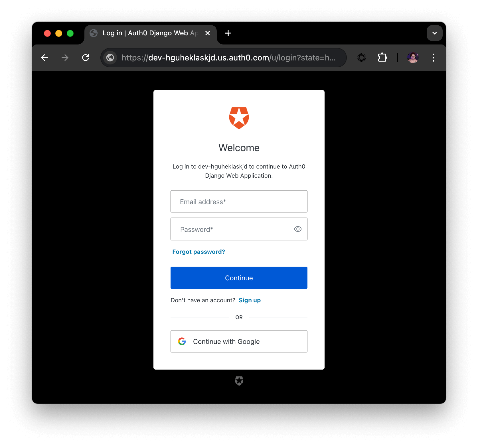 Universal Login - Login page