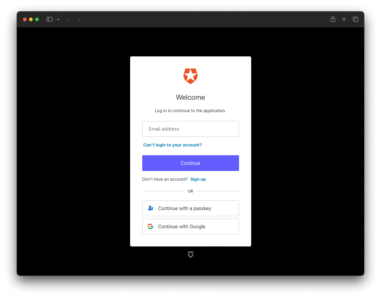 The Auth0 Universal Login page now shows an option to log in using a passkey