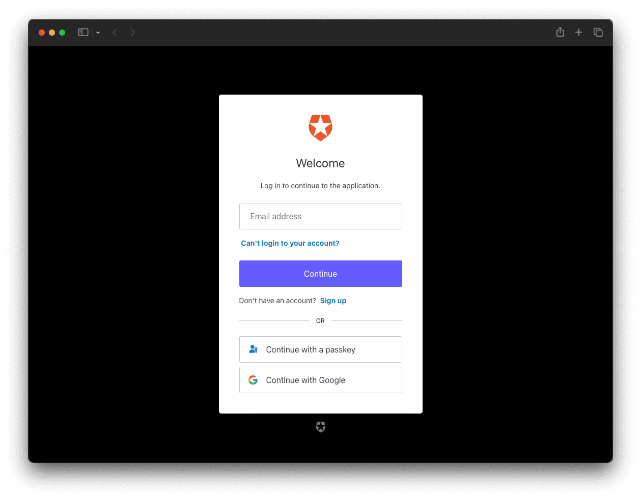 The Auth0 Universal Login page now showing an option to log in using a passkey