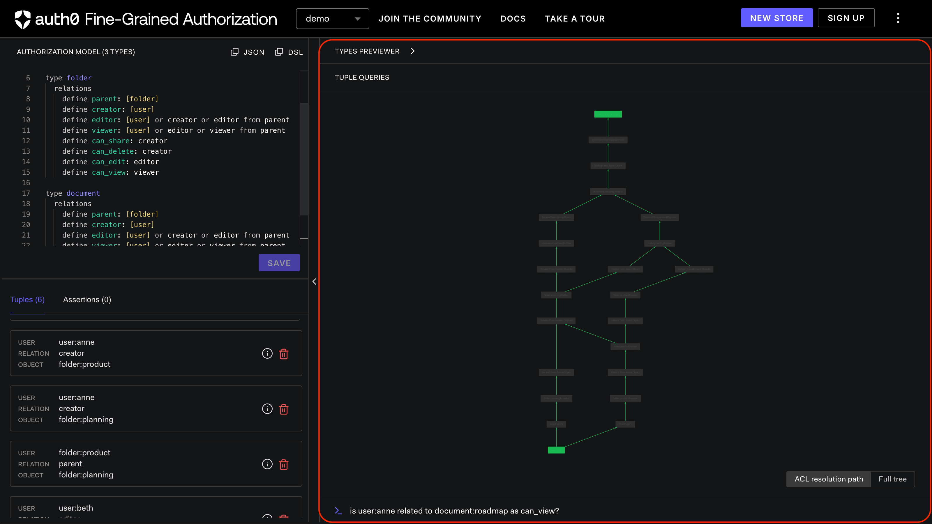 Image showing the FGA Playground successful how query
