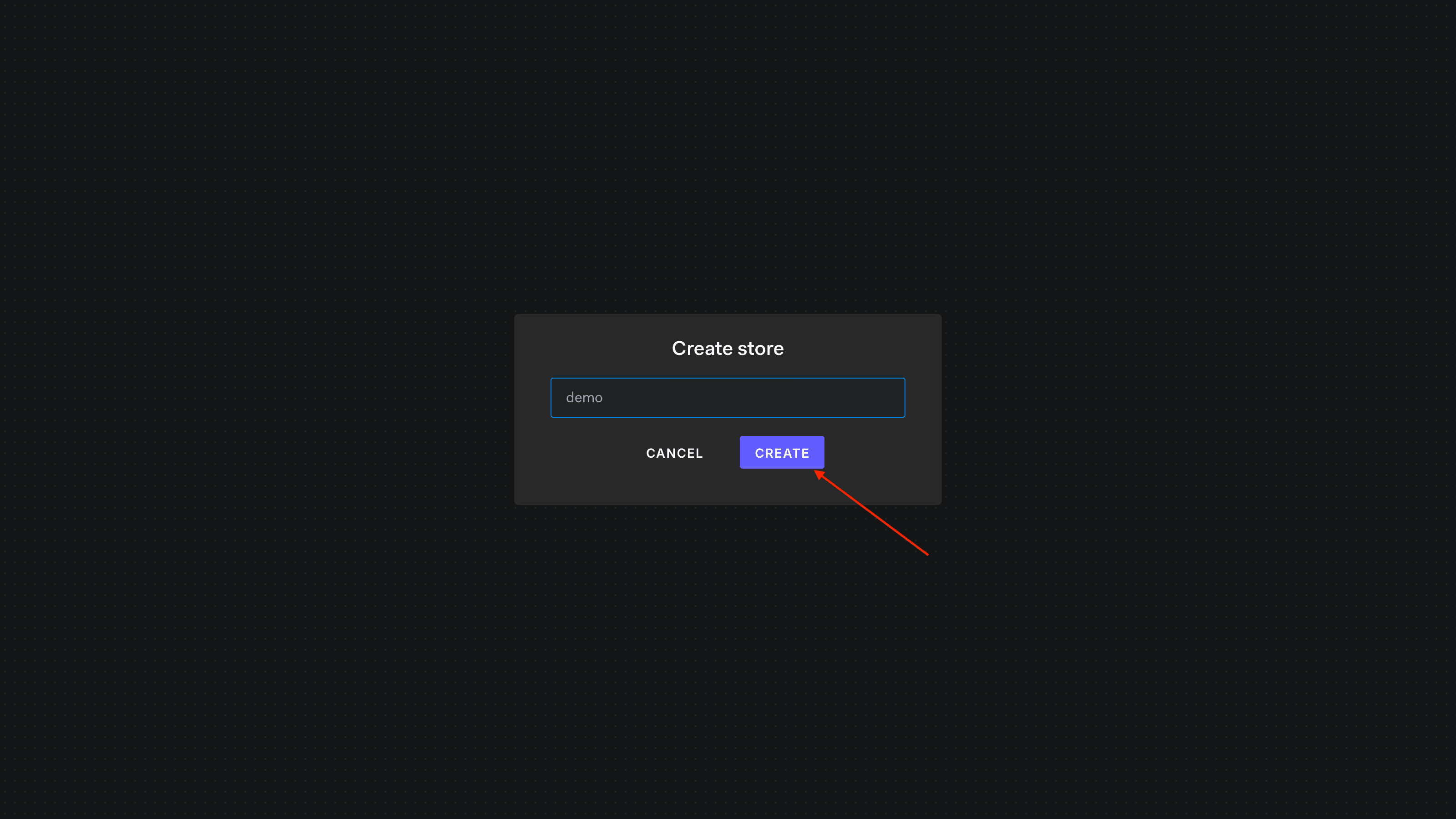 Image showing the FGA Playground new store create button