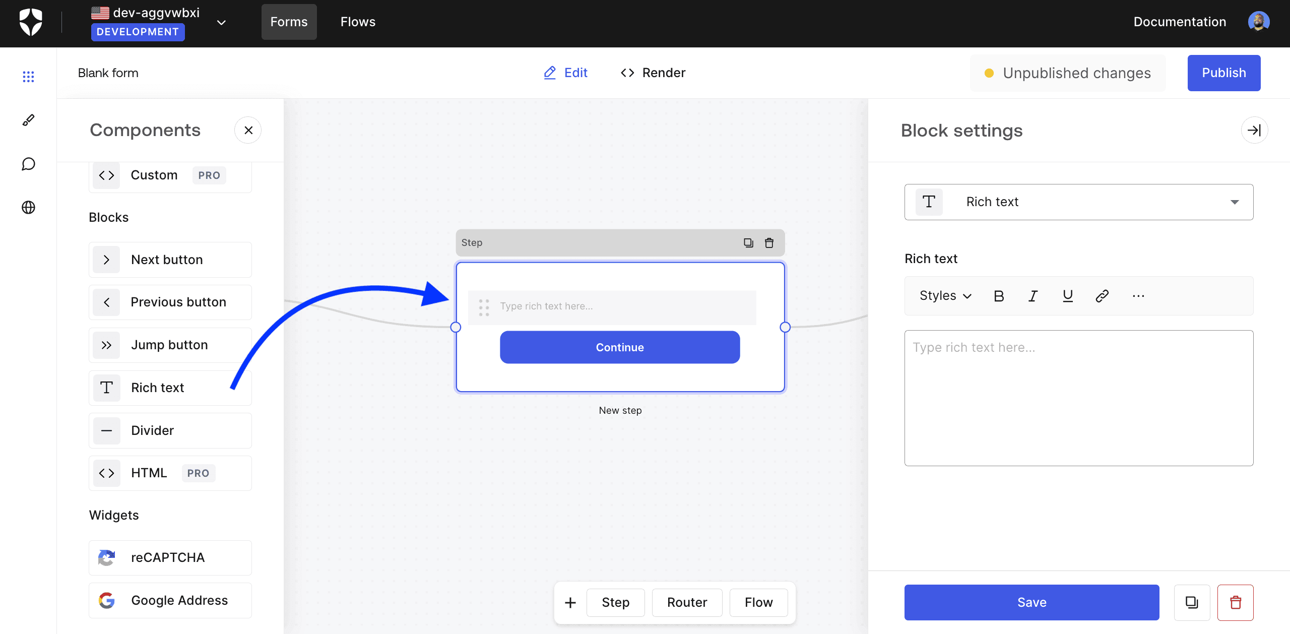 Auth0 Form Rich text components