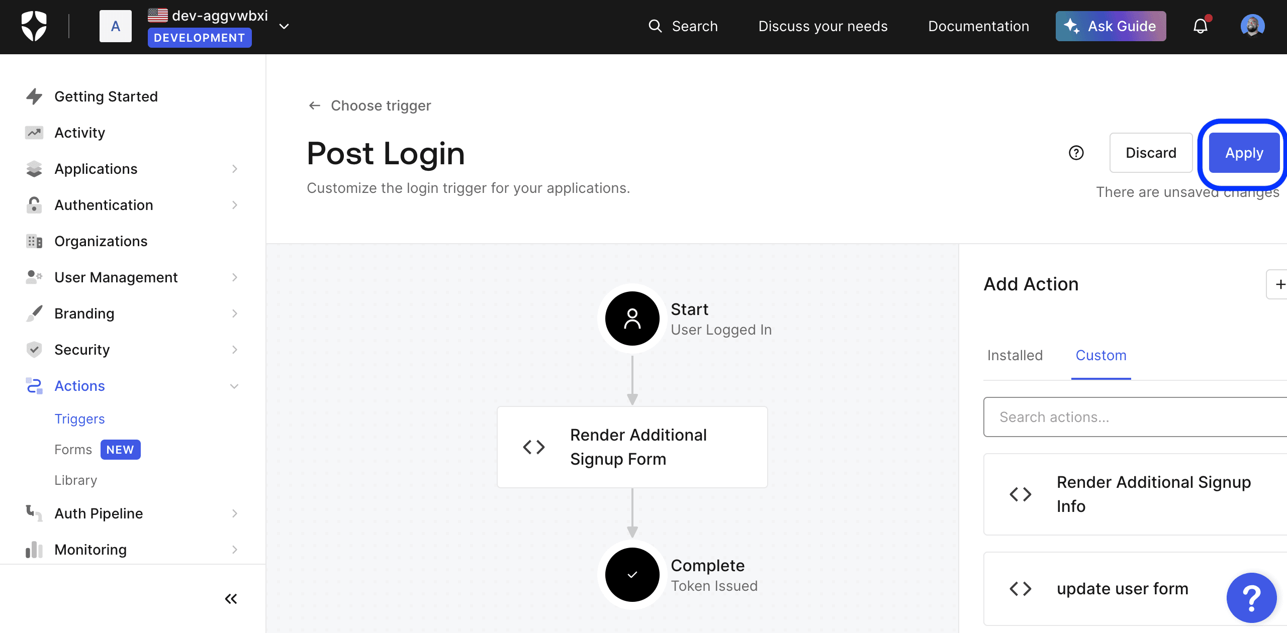 Auth0 Login Trigger