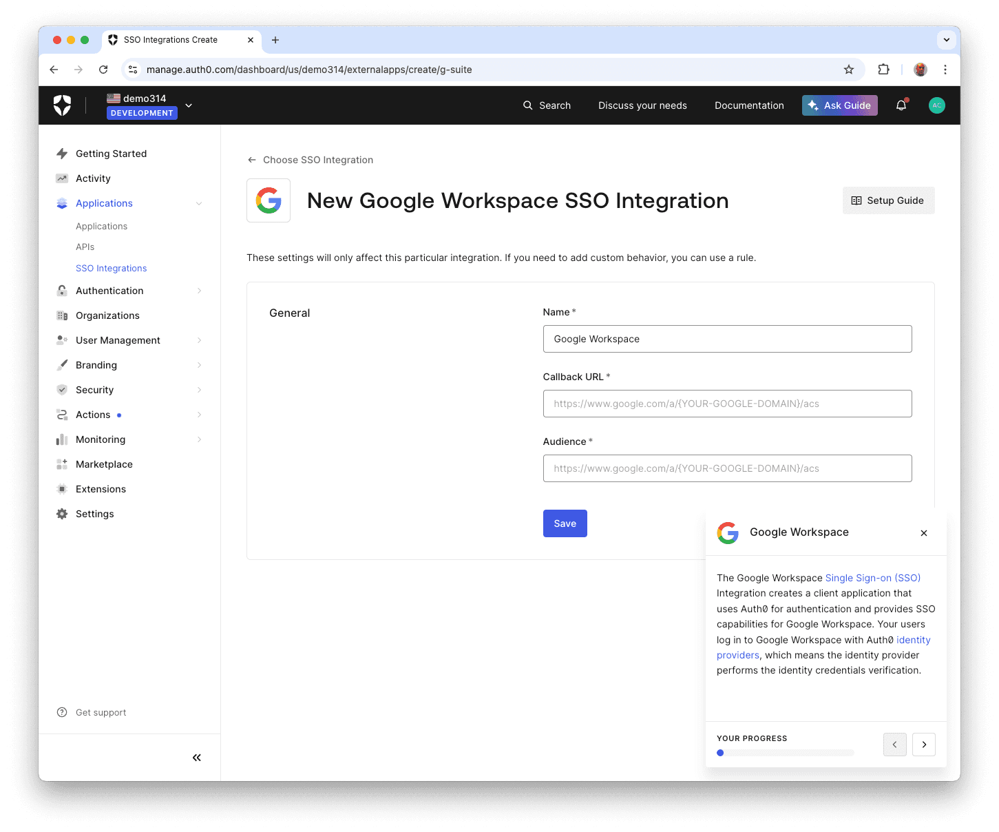 Sso Configuration Screen Configure a SAML SSO Integration
